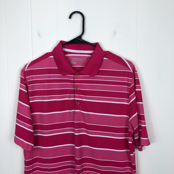 Nike Dri Fit Pink Striped Polo Sz M - Picture 2 of 9